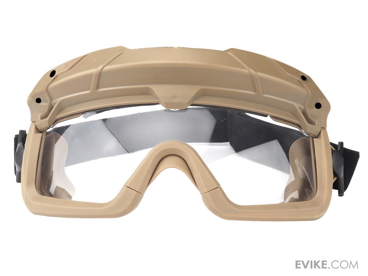 Occhiali Antiappannamento Per Airsoft Con Ventola Integrata – Lente Trasparente (Tan) – G-Force Full Seal