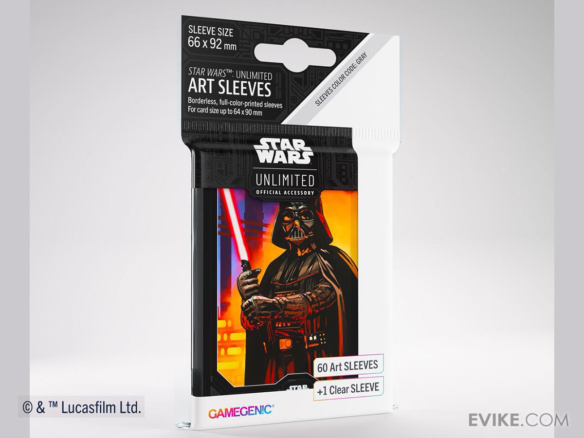Gamegenic, Star Wars : Unlimited Premium Art Sleeve – Dark Maul, 60 Pochettes Art + 2 Pochettes Transparentes, Code Couleur De La Pochette : Gris