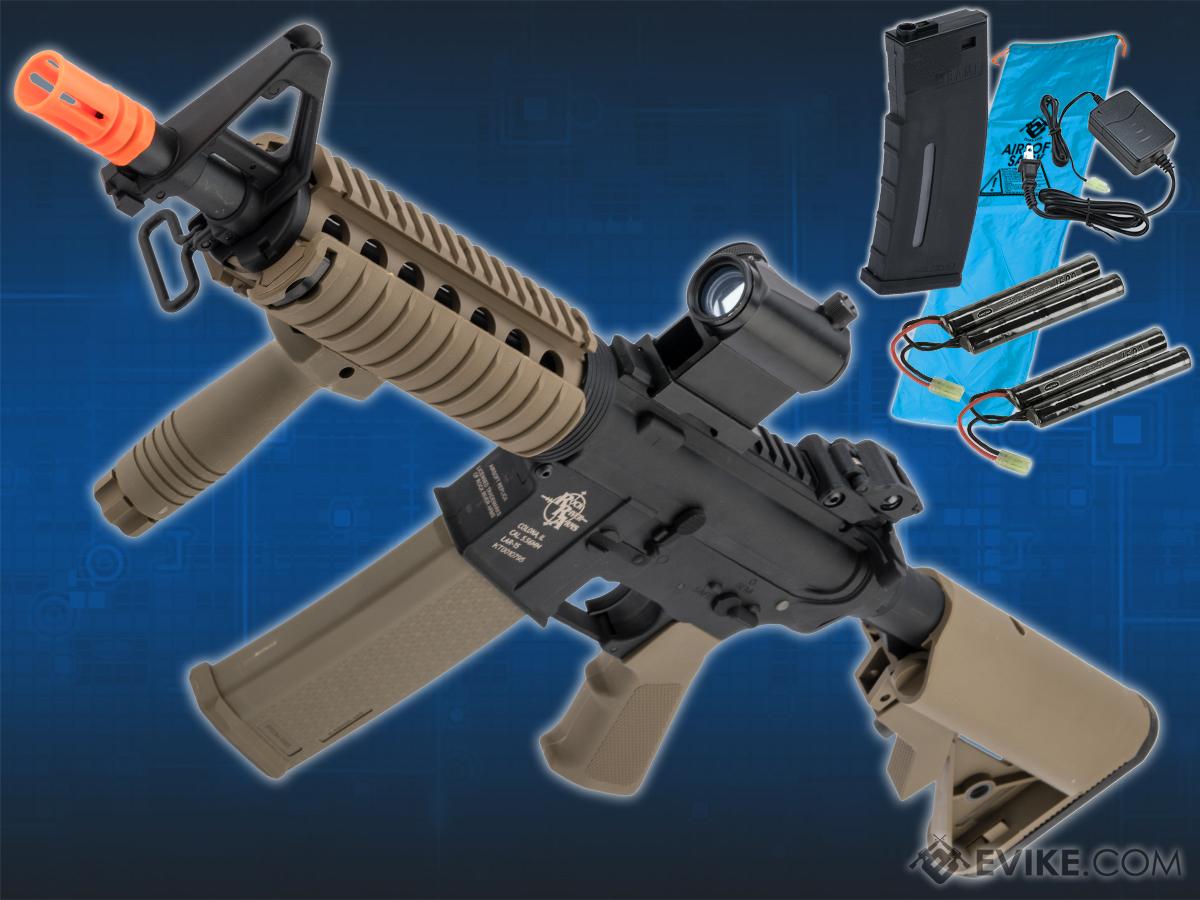 Specna Arms CORE Series M4 AEG (Model: M4 RIS SBR / 2-Tone Black & Tan / Go Airsoft Package)