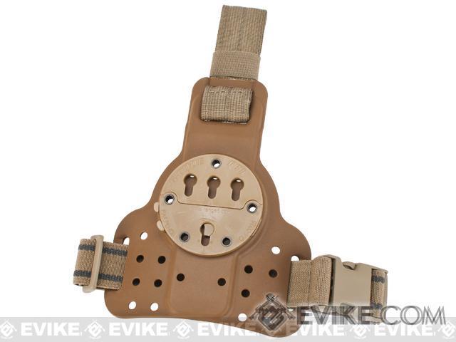 G-Code DLS Tactical Kydex Drop Leg Holster Panel w/ Single Leg Strap (Color: Coyote Brown / RTI Wheel / Standard Strap / Nylon Belt Loop)