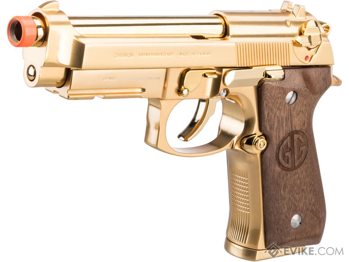G&G GPM92 GP2 Gas Blowback Airsoft Pistol (Color: Gold / Walnut Wood Grips)