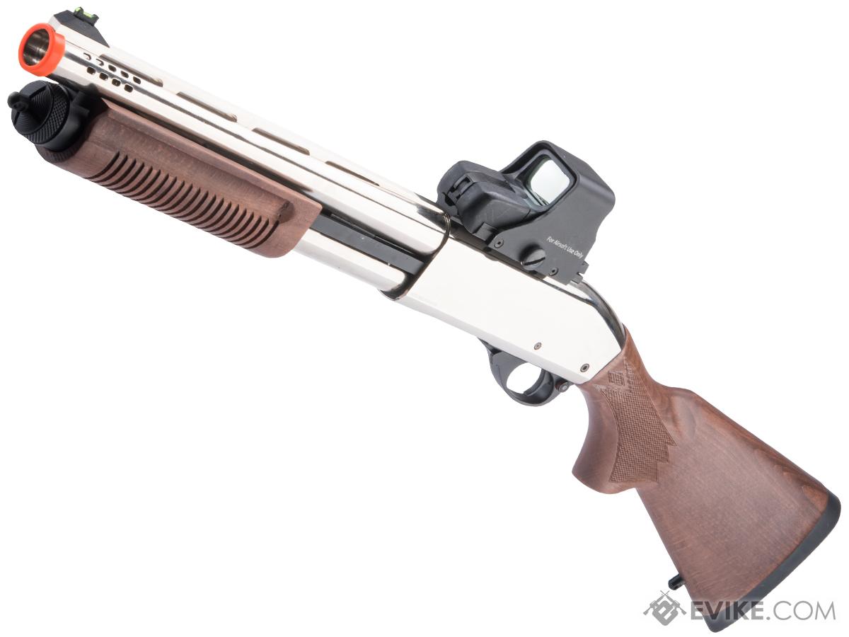 Golden Eagle M870 Gas Powered 3/6 Shot Pump Action Shotgun w/ Real Wood Furniture (Color: Silver)