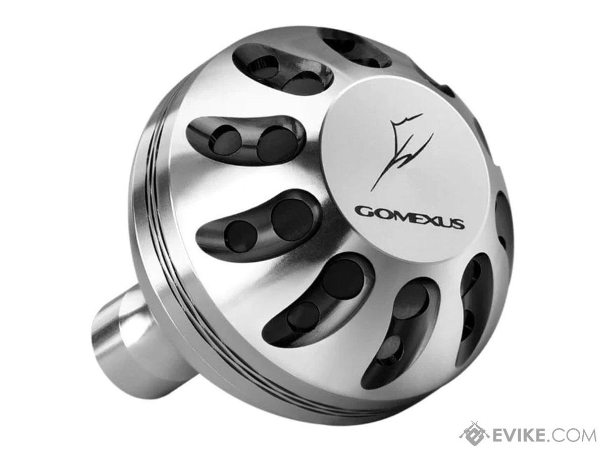 Gomexus Round Power Knob for Spinning Reel (Color: Silver-Black / 38mm)