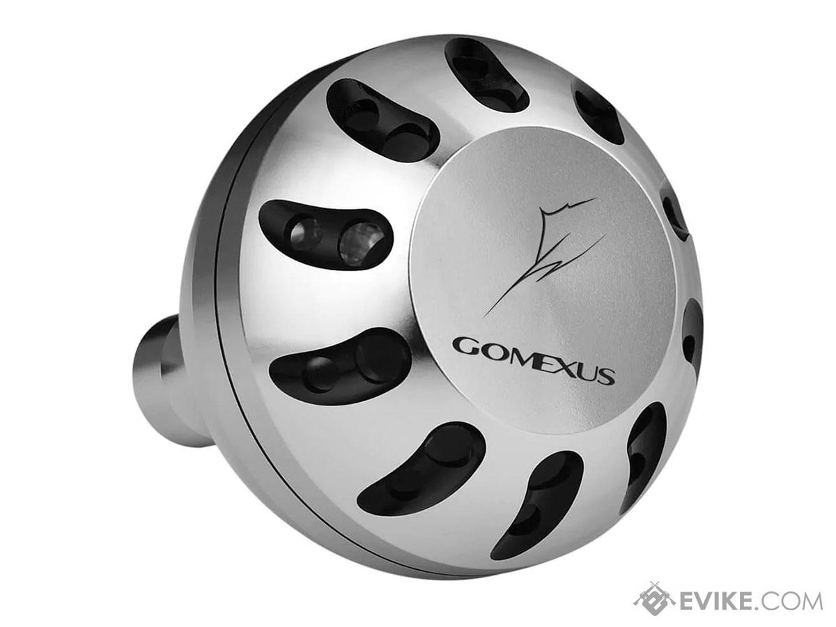Gomexus Round Big Power Knob for Daiwa Spinning Reel (Color: Silver-Black / 45mm)