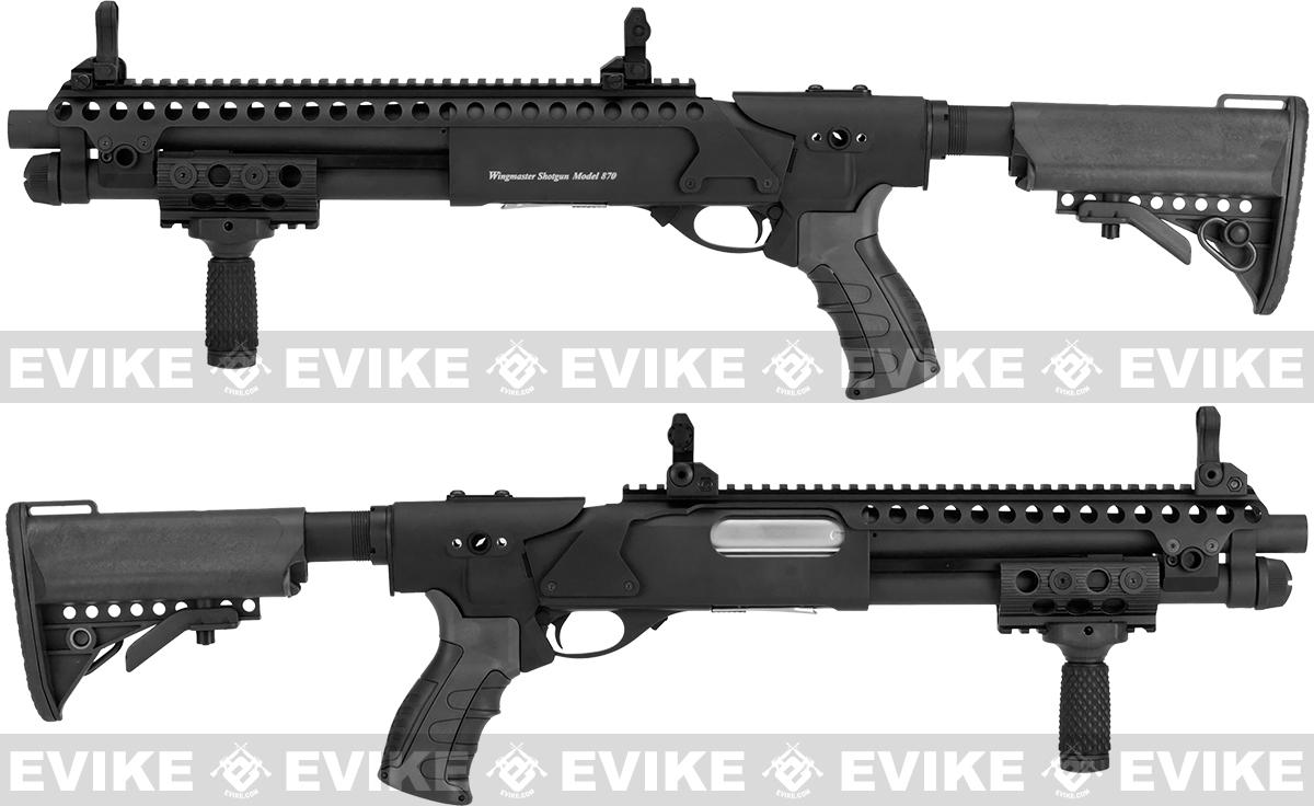 G&P M870 P.T.E. High Power Airsoft Tactical RIS Entry Shotgun (Color Black), Airsoft Guns