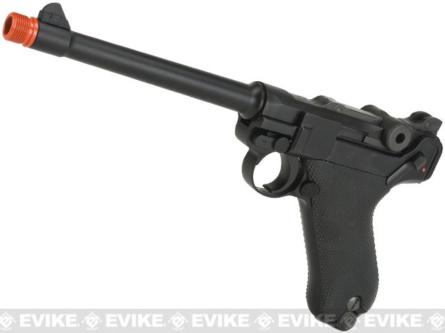 WE WWII Full Size / Metal Luger Airsoft Gas Blowback  (Color: Black / 6 Inch)