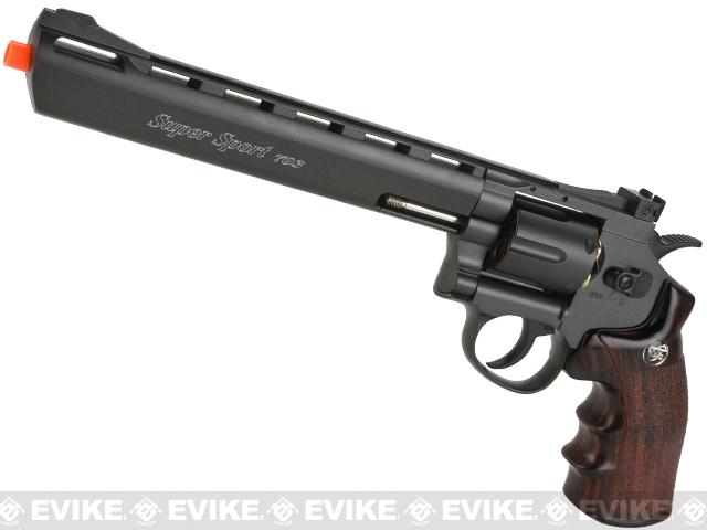 WG CO2 Full Metal High Power Airsoft 6mm Magnum Gas Revolver (Length: 8 / Black / Brown Grip)