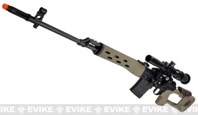 AIM Gas Blowback Russian Classic AK SVD Airsoft GBB Sniper Rifle w/ Scope (Color: Tan)