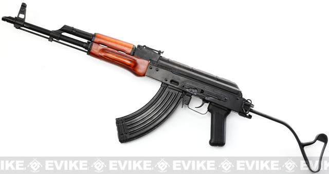 GHK Full Metal AKMS Airsoft GBB Rifle with Real Wood Handguard and Steel Folding Stock