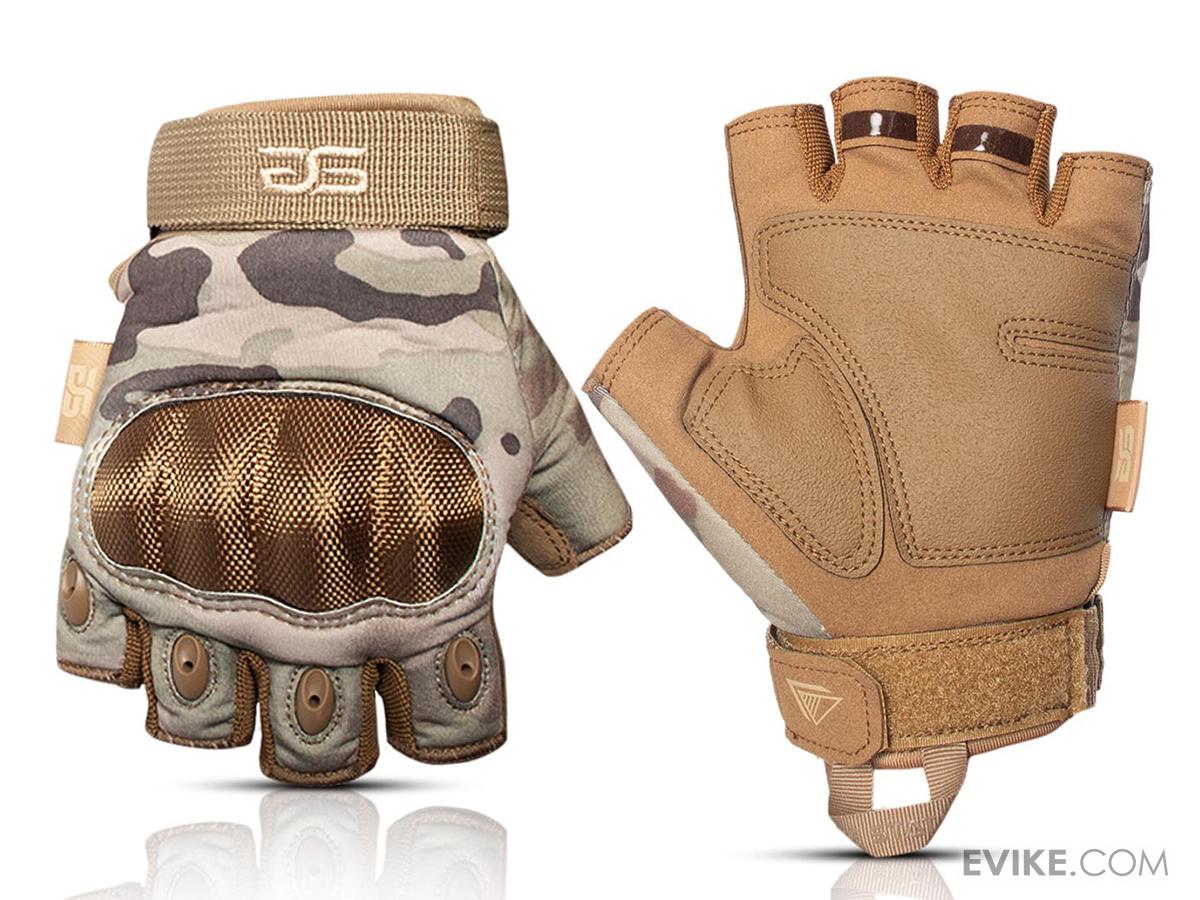 Glove Station Combat Hard Knuckle Fingerless Gloves (Color