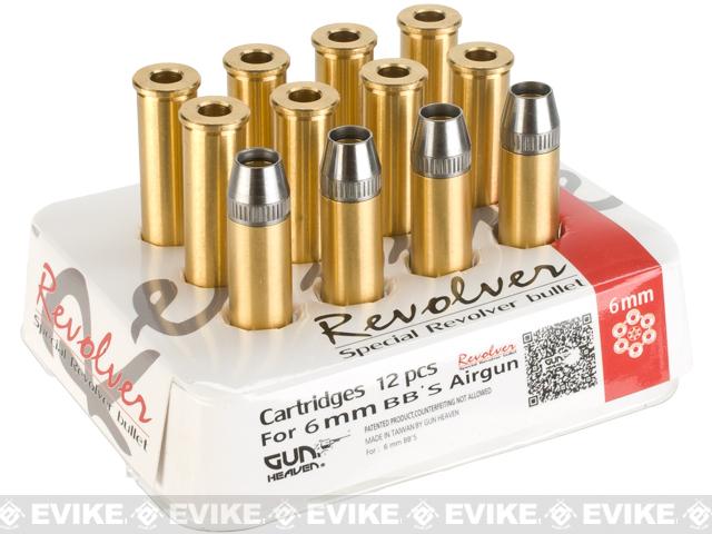 Gun Heaven Full Metal Brass Shells for WinGun / Dan Wesson 6mm Series Airsoft Co2 Revolvers - Set of 12