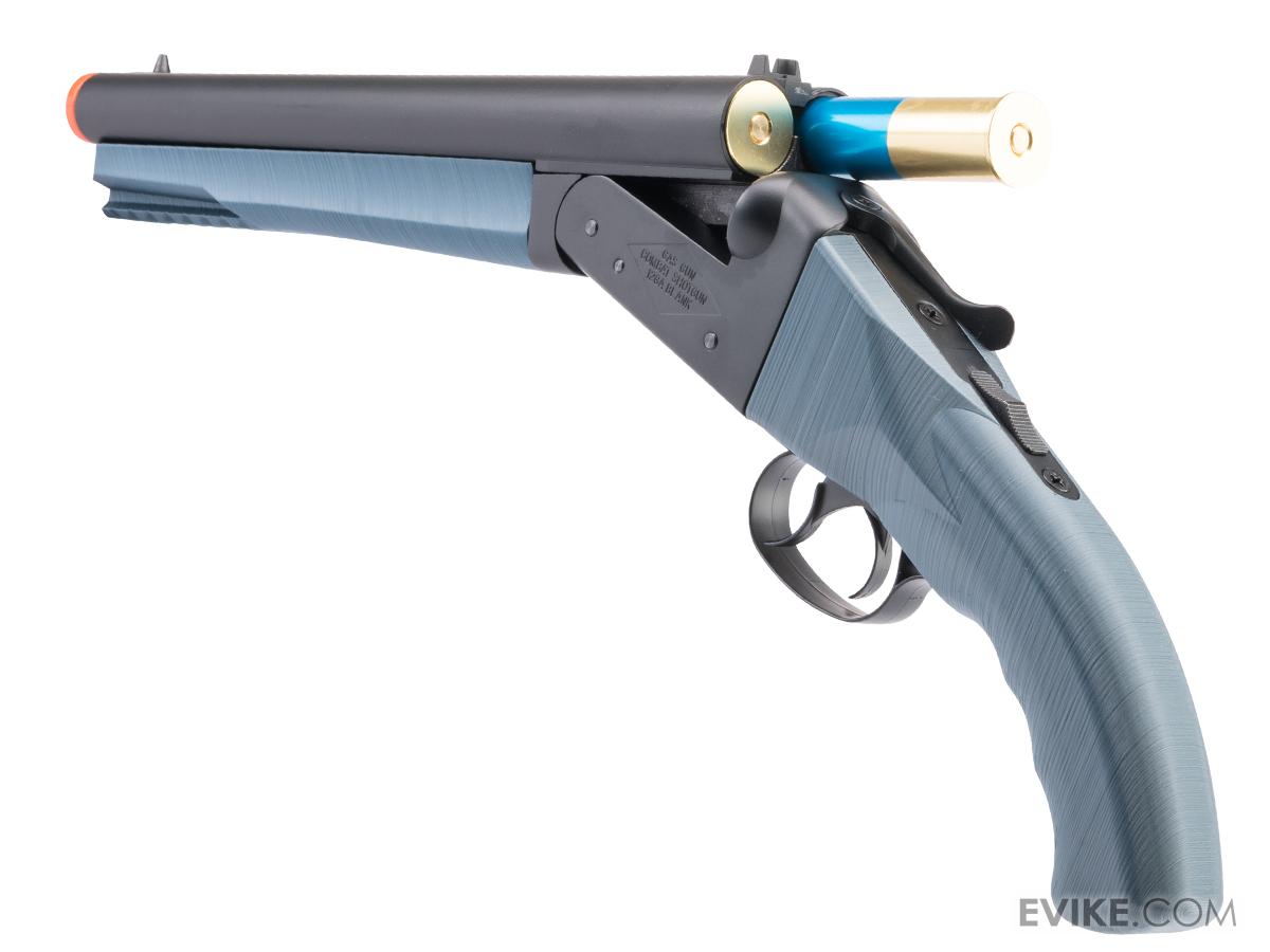 Hwasan Double Barrel Airsoft Gas Shotgun (Model: Blue 3D-Printed Grips ...