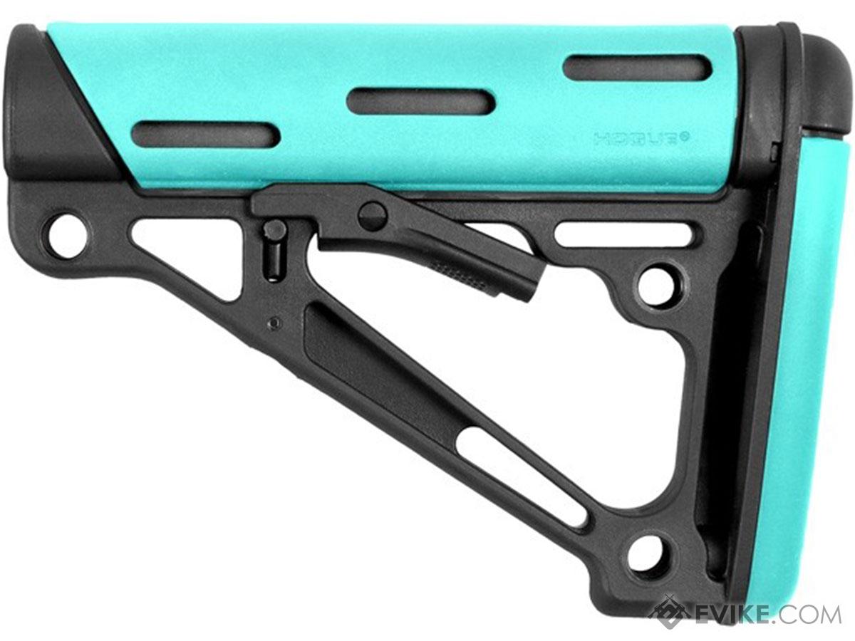 Hogue AR-15/M-16 OverMolded Collapsible Buttstock for Mil-Spec Buffer Tube (Color: Aqua)