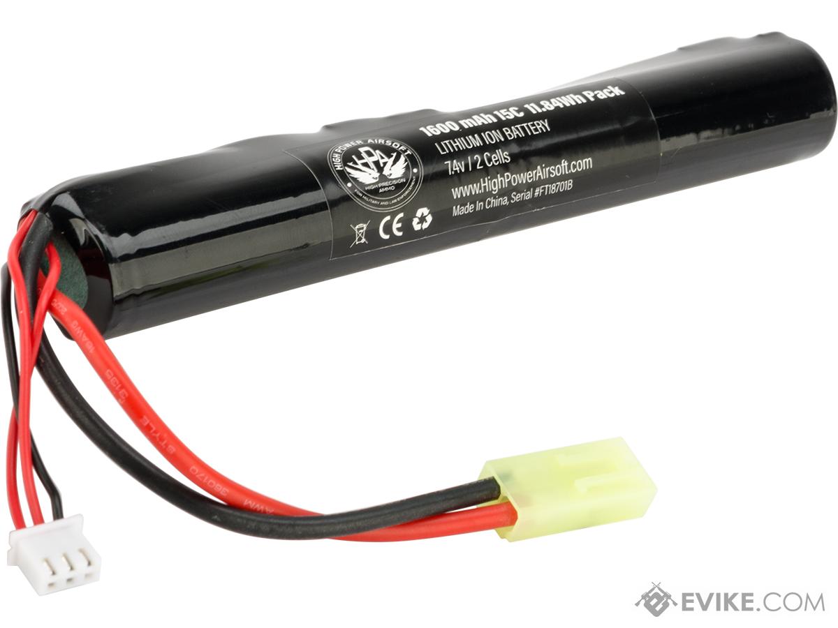 High Powered Airsoft 7.4v 1600mAh 15C Stick Type Li-Ion Battery (Connector:  Small Tamiya), Accessories & Parts, Batteries, LiPoly / Lithium Cell  Batteries, 7.4V Lithium Polymer Batteries -  Airsoft Superstore