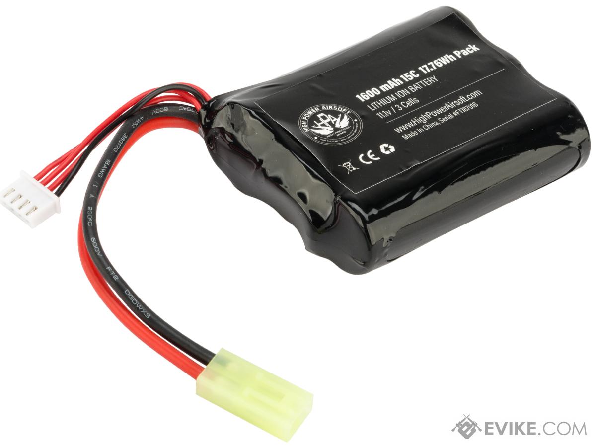 High Powered Airsoft 11.1v 1600mAh 15C Brick Type Li-Ion Battery (Connector: Small Tamiya)