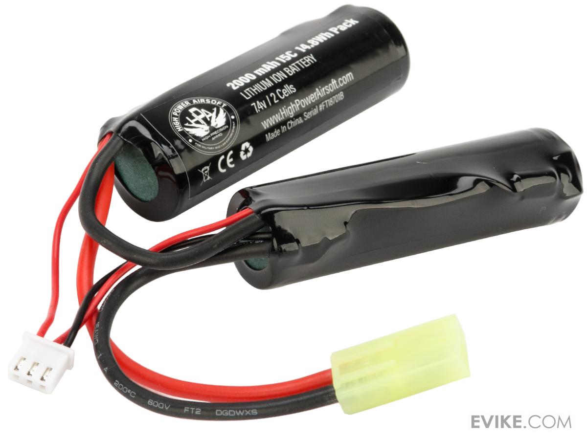 High Powered Airsoft 7.4v 2000mAh 15C Nunchuck Type LiIon Battery