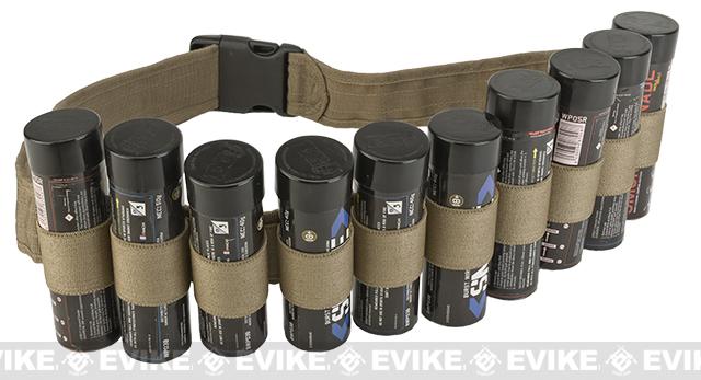 Enola Gaye Hang Ten Belt / Bandolier for Airsoft Smoke Grenades (Color: Tan)