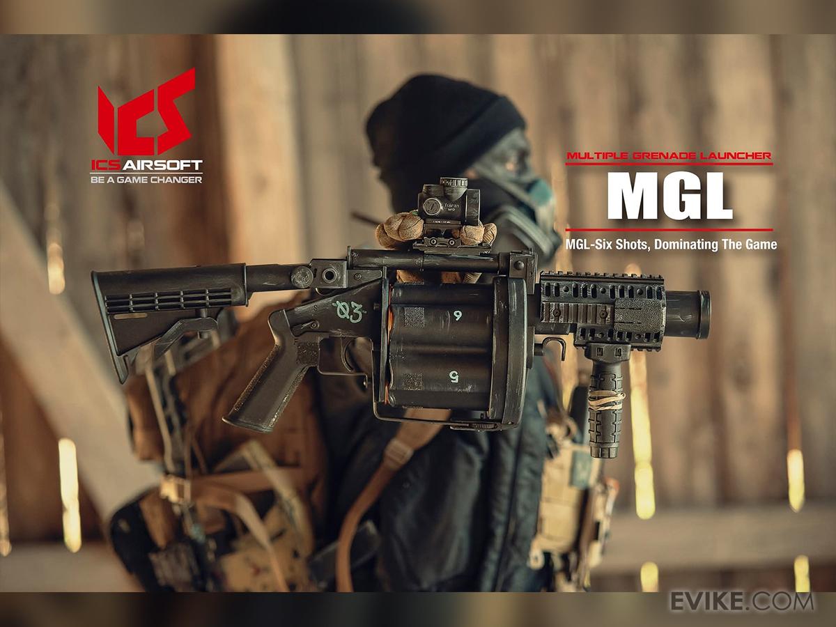 ICS MGL Full Size Airsoft Revolver Grenade Launcher (Color: Tan +