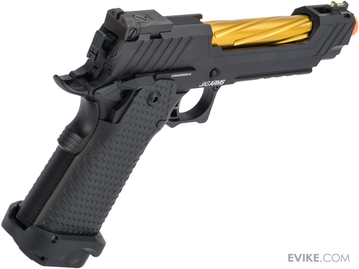 JAG Arms GMX 1.0 Gas Blowback Airsoft Pistols (Color: Black / Gold Barrel), Airsoft Guns, Gas ...