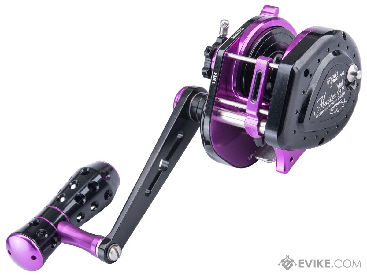 Jigging Master VIP Limited Edition Wiki Violent Slow Lever Wind Fishing Reel w/ Automatic Line Guide (Model: 2000XH / Left Hand / Black / Purple)