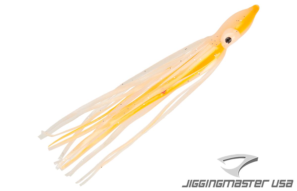 Jigging Master Rubber Squid Jig Hook Skirt Pack of 5 (Size: 12cm Orange Glow)