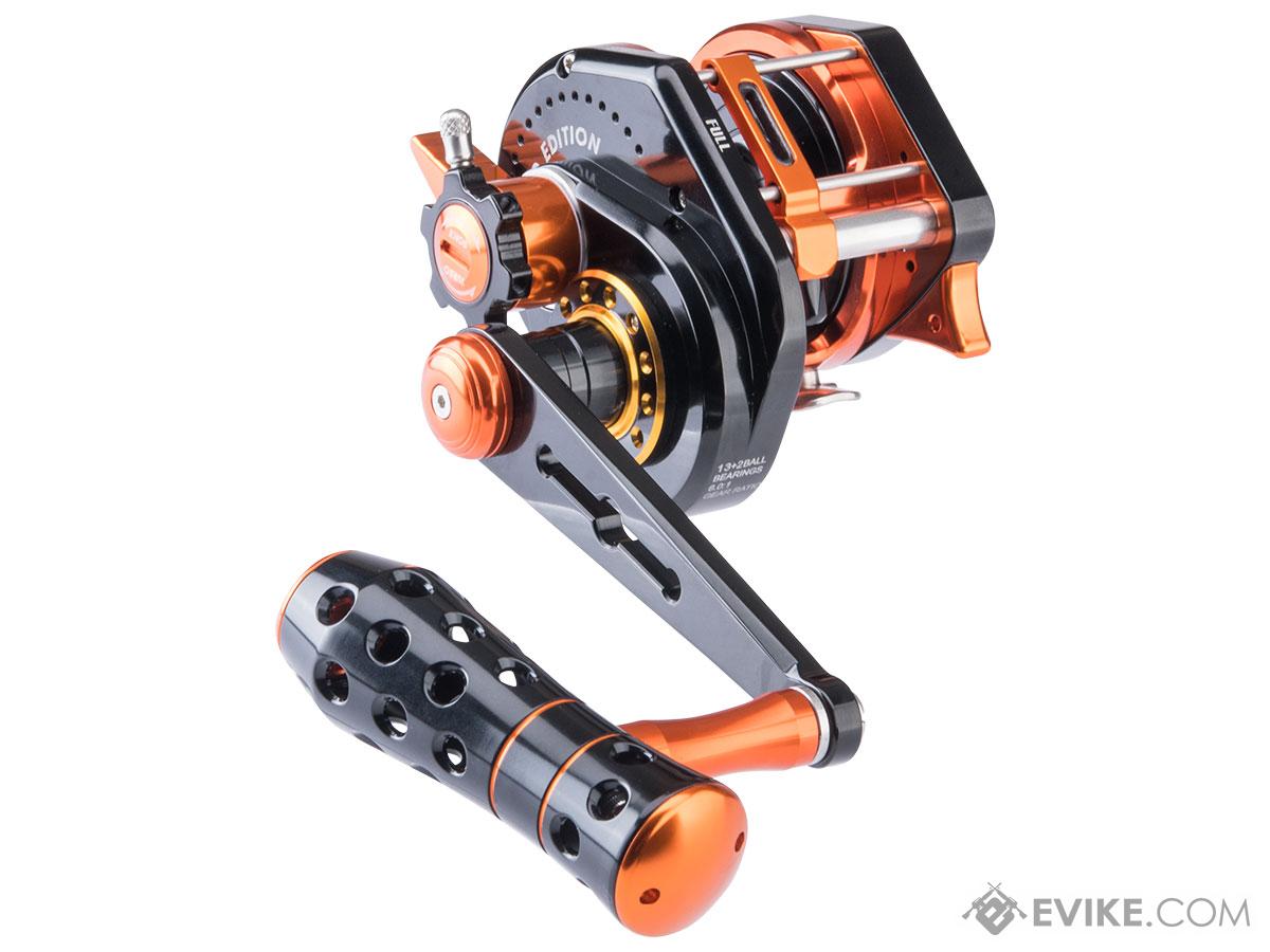 Jigging Master VIP Limited Edition Wiki Violent Slow Lever Wind Fishing Reel w/ Automatic Line Guide (Model: 2000XH / Right Hand / Black - Orange)