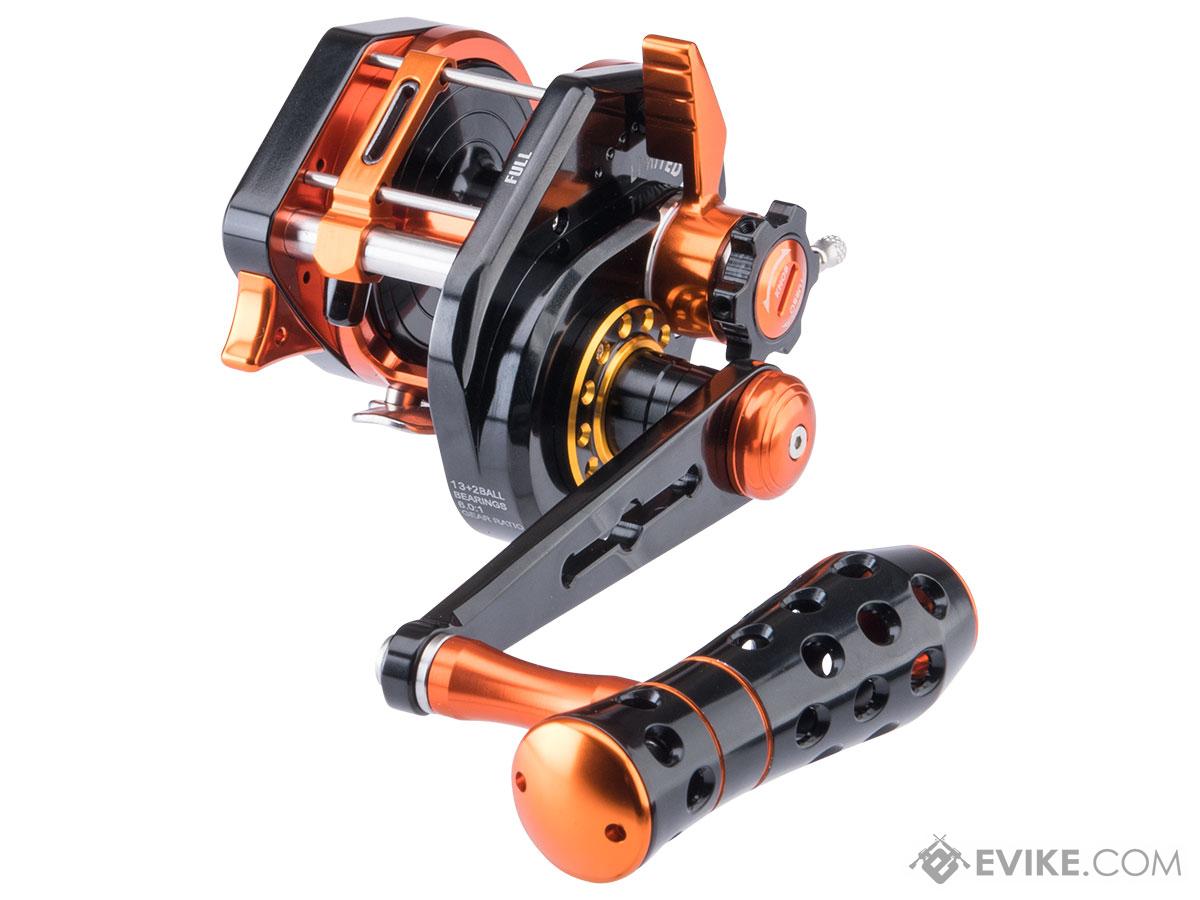 Jigging Master VIP Limited Edition Wiki Violent Slow Lever Wind Fishing Reel w/ Automatic Line Guide (Model: 2000XH / Left Hand / Black - Orange)