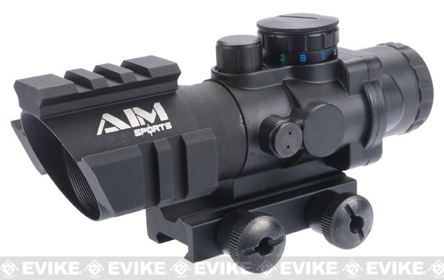 AIM Sports 4X32 Tri-Illuminated Scope with Tri-Weaver Rails and QD Rail Mount