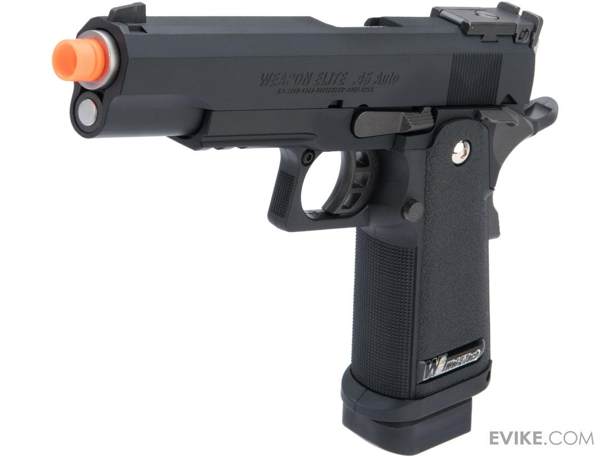 WE-USA Full Metal Hi-CAPA Airsoft Gas Blowback Pistol (Model: 5.1 Elite / Black w/ Maple Leaf Upgrade Suite)