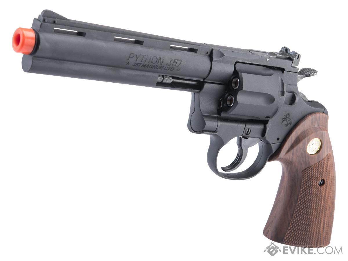 Cybergun Colt Licensed Python .357 Magnum Airsoft Revolver by King Arms (Color: Electroplated Black / 6 / Green Gas)