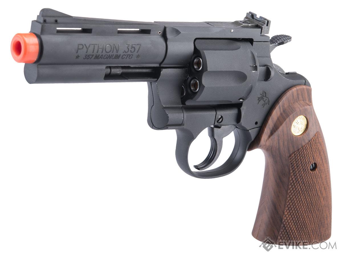 Cybergun Colt Licensed Python .357 Magnum Airsoft Revolver by King Arms (Color: Electroplated Black / 4 / Green Gas)