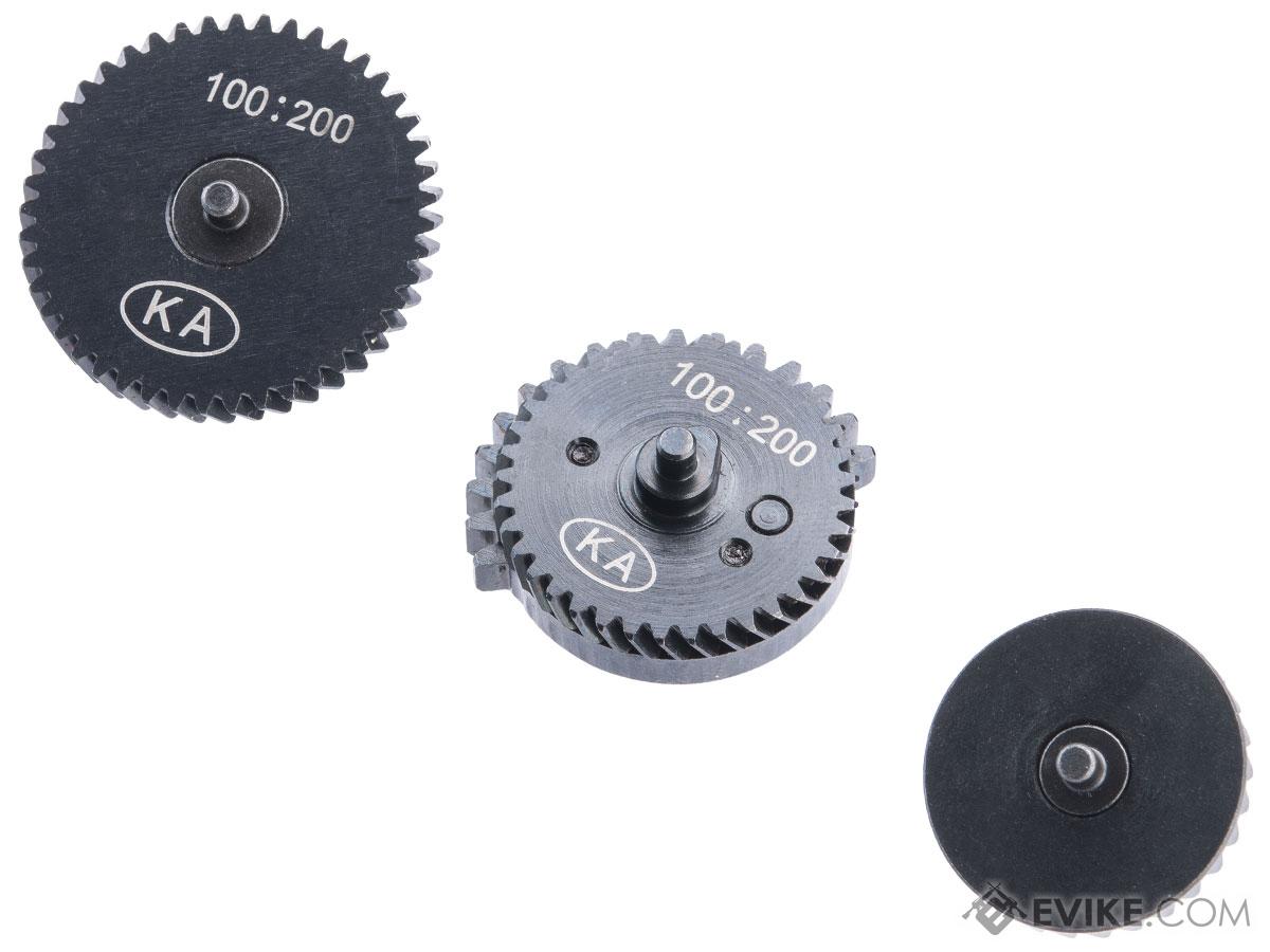 King Arms HQA Steel Helical Gear Set for Version 2/3 Airsoft AEG Gearboxes (Model: 100:200 High Torque)