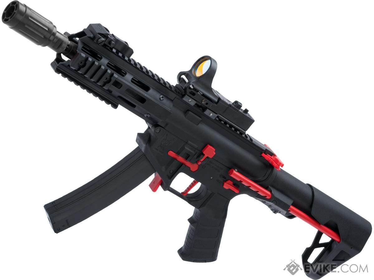 King Arms PDW 9mm SBR Airsoft AEG Rifle (Color: Black & Red / M-LOK)