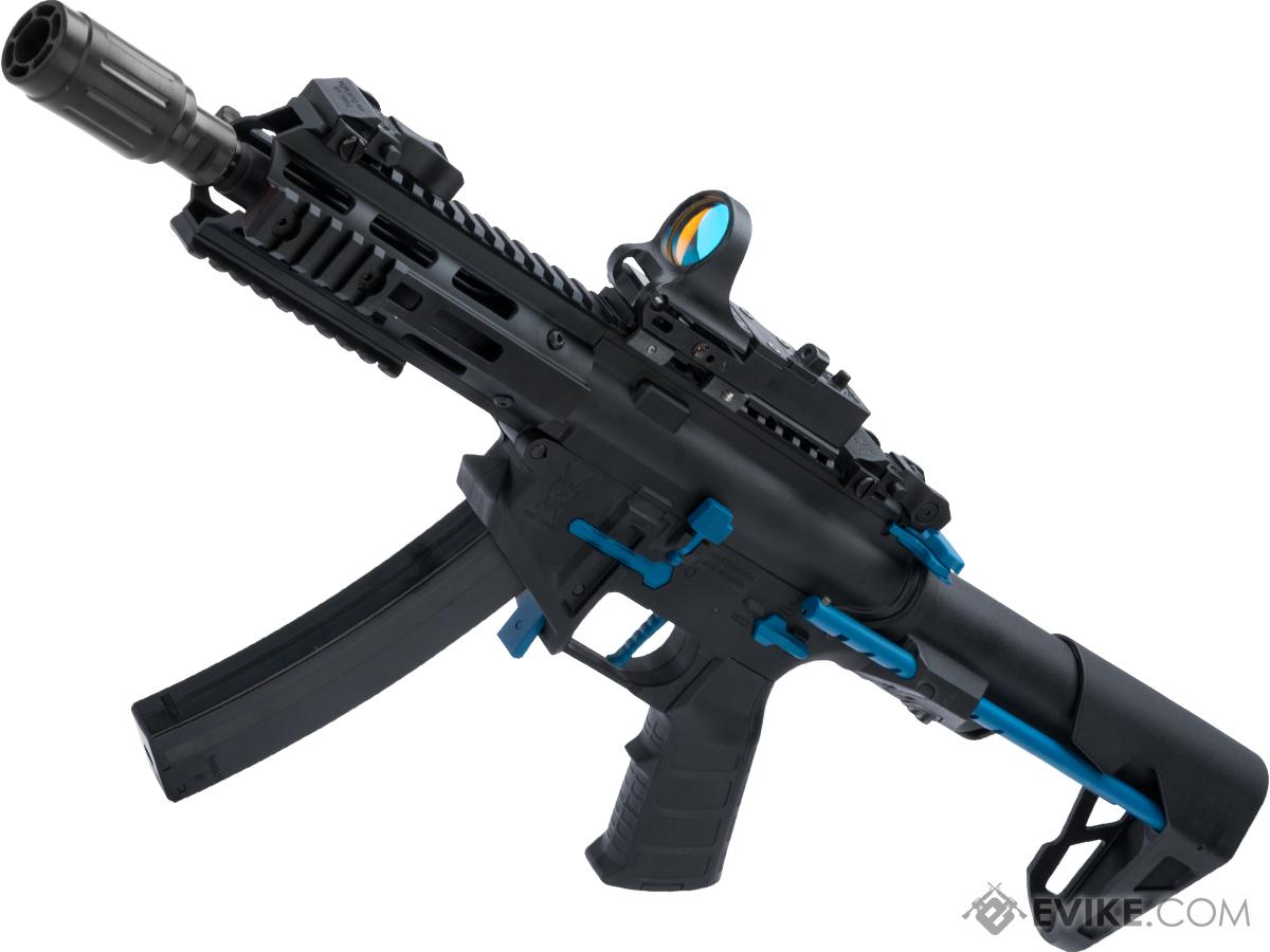 King Arms PDW 9mm SBR Airsoft AEG Rifle (Color: Black & Blue / M-LOK)