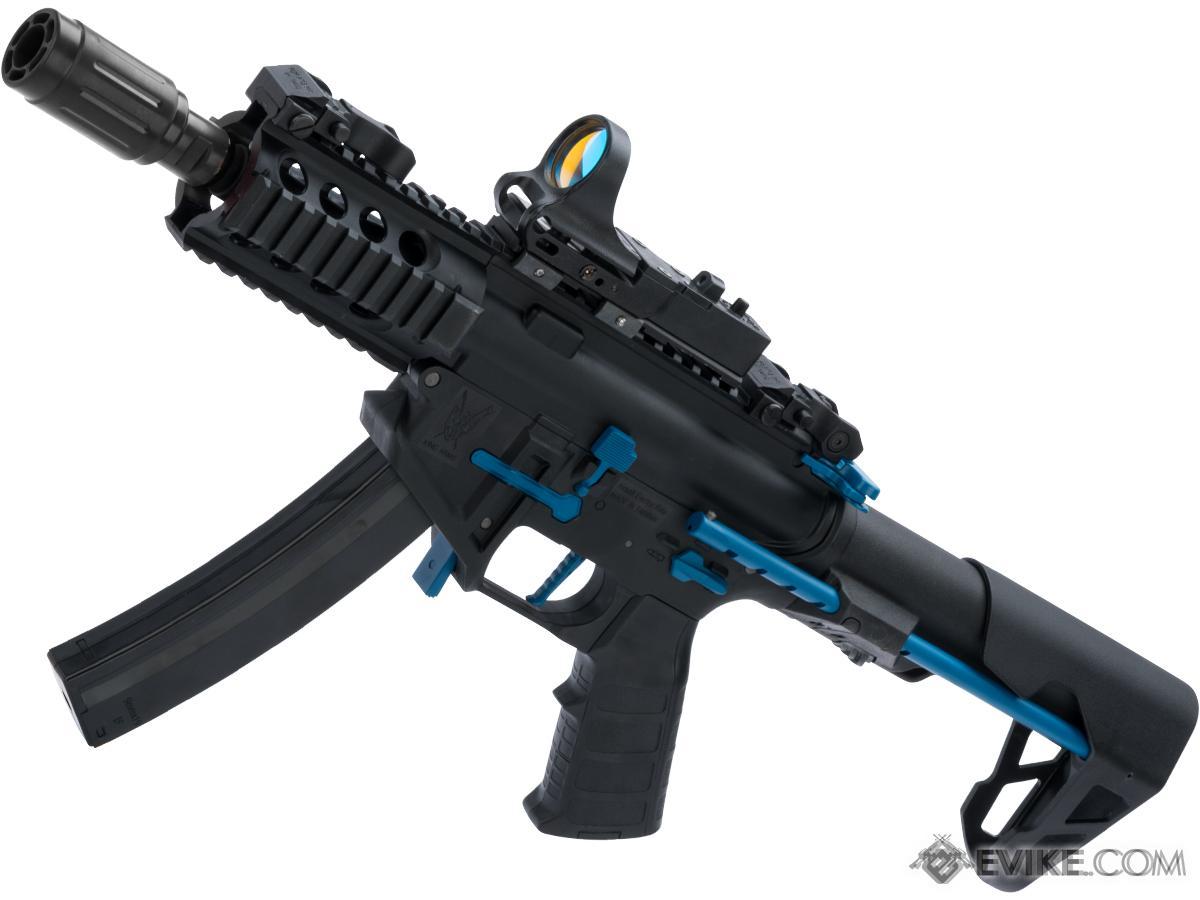 King Arms PDW 9mm SBR Airsoft AEG Rifle (Color: Black & Blue / Shorty)