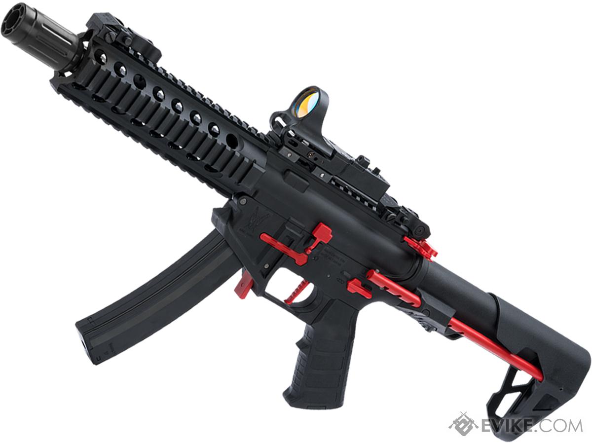 King Arms PDW 9mm SBR Airsoft AEG Rifle (Color: Black & Red / Long)