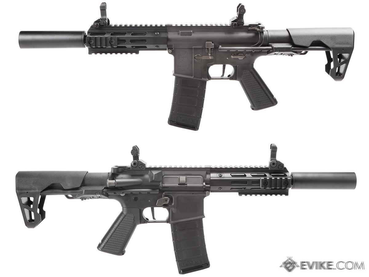 King Arms M4 PDW SBR Airsoft AEG Rifle (Color: Black / Silenced M-LOK)