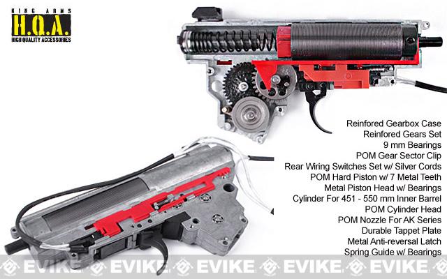 King Arms Complete Reinforced V3 Gearbox w/ 9mm Bearings for AK Series Airsoft AEG Rifles (Model: M135 / 400-500 FPS)