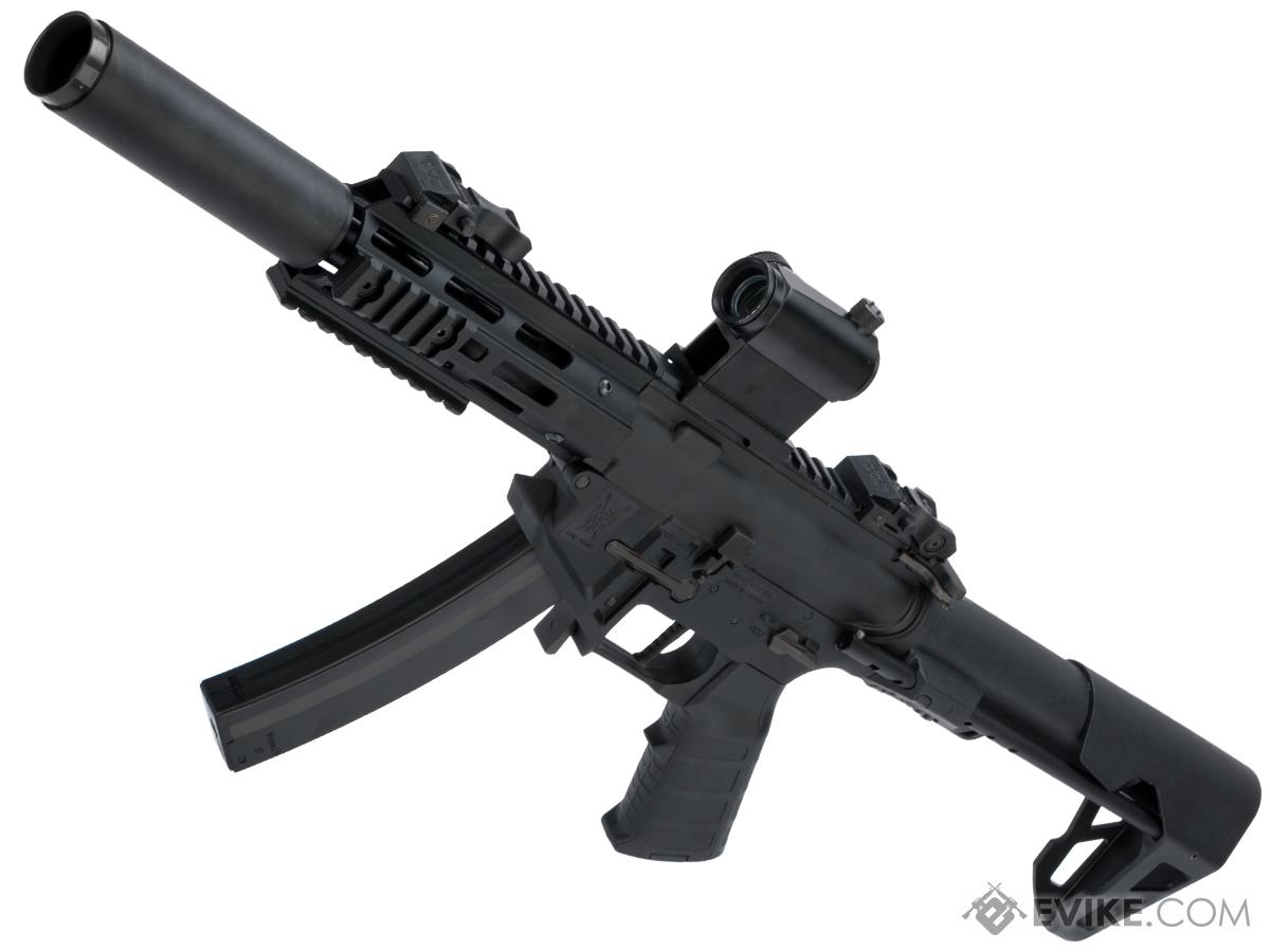 King Arms PDW 9mm SBR Airsoft AEG Rifle (Color: Black / Silenced M-LOK)