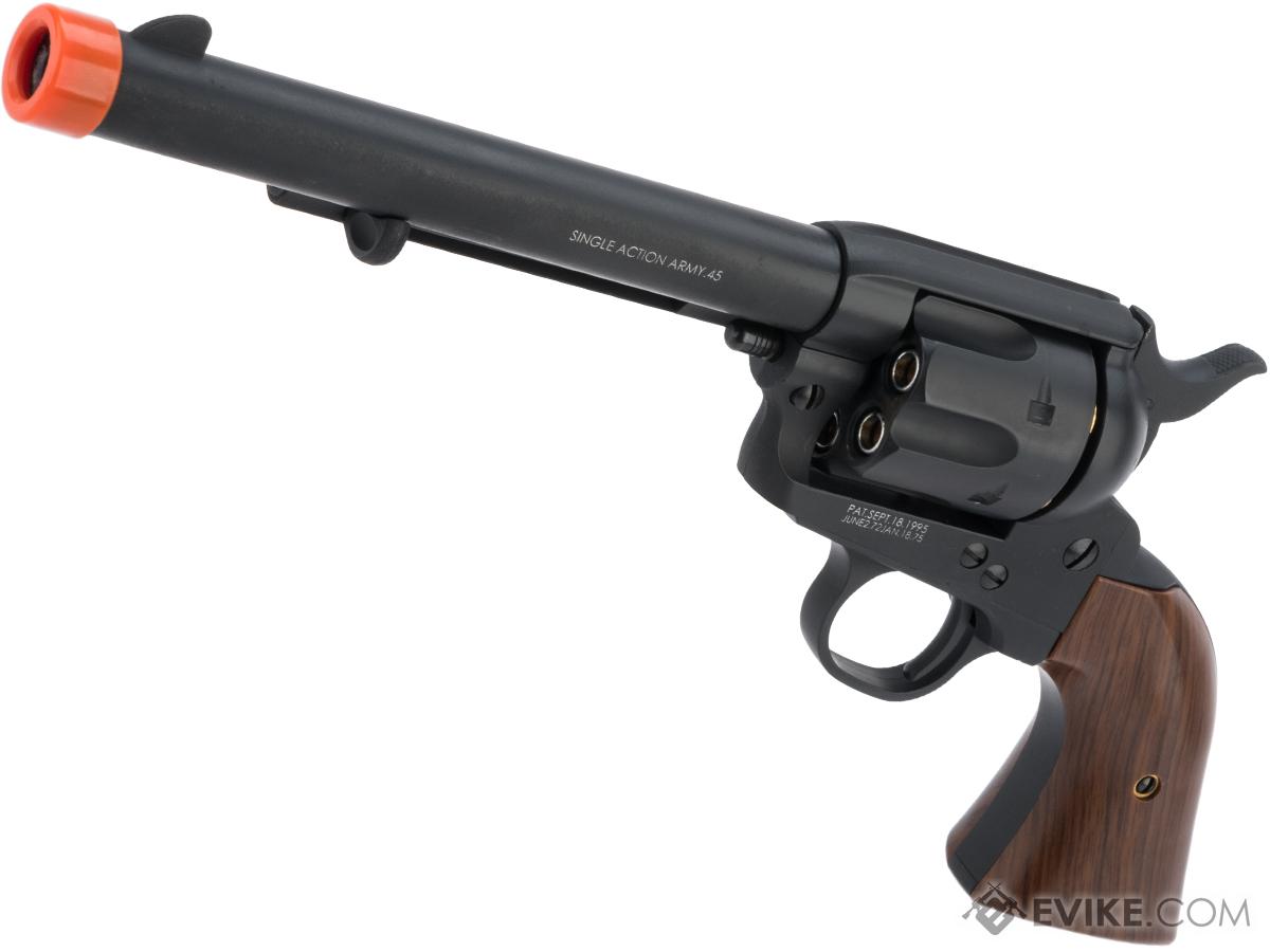 Cybergun Colt Licensed SAA .45 Peacemaker Gas Powered Airsoft Revolver by King Arms (Model: Cavalry Barrel / Black Cerakote)