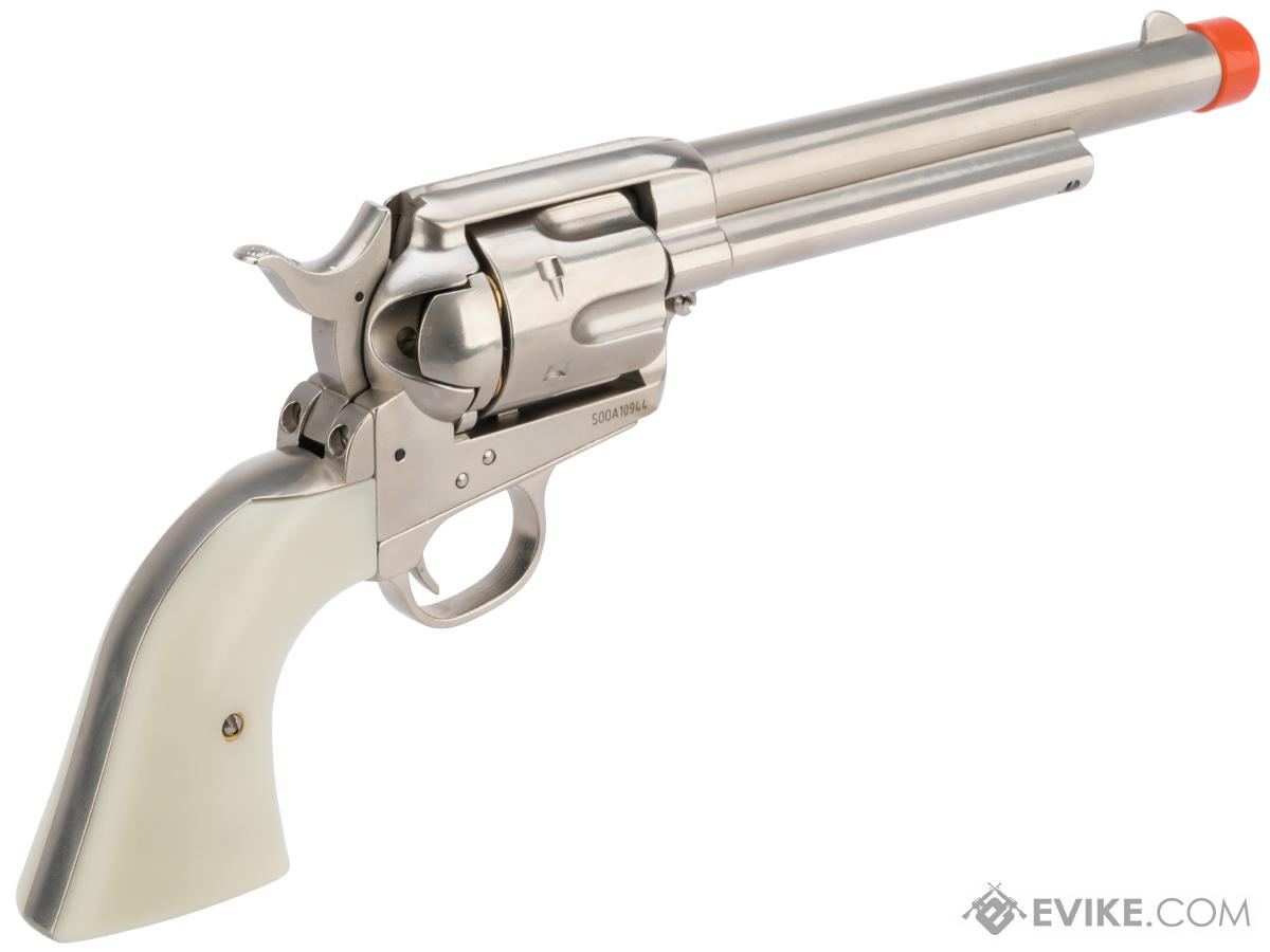 Cybergun Colt Licensed SAA .45 Peacemaker Gas Powered Airsoft Revolver by  King Arms (Model: Cavalry Barrel / Silver), Airsoft Guns, Gas Airsoft  Pistols -  Airsoft Superstore