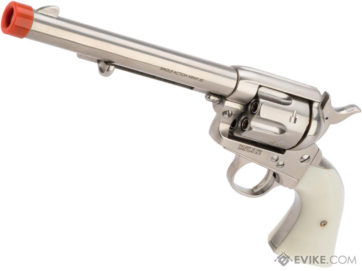 Cybergun Colt Licensed SAA .45 Peacemaker Gas Powered Airsoft Revolver by King Arms (Model: Cavalry Barrel / Silver)
