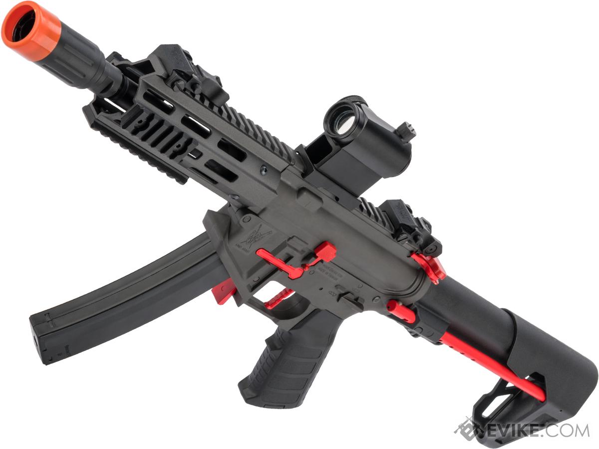 King Arms PDW 9mm SBR Airsoft AEG Rifle (Color: Grey & Red / M-LOK)