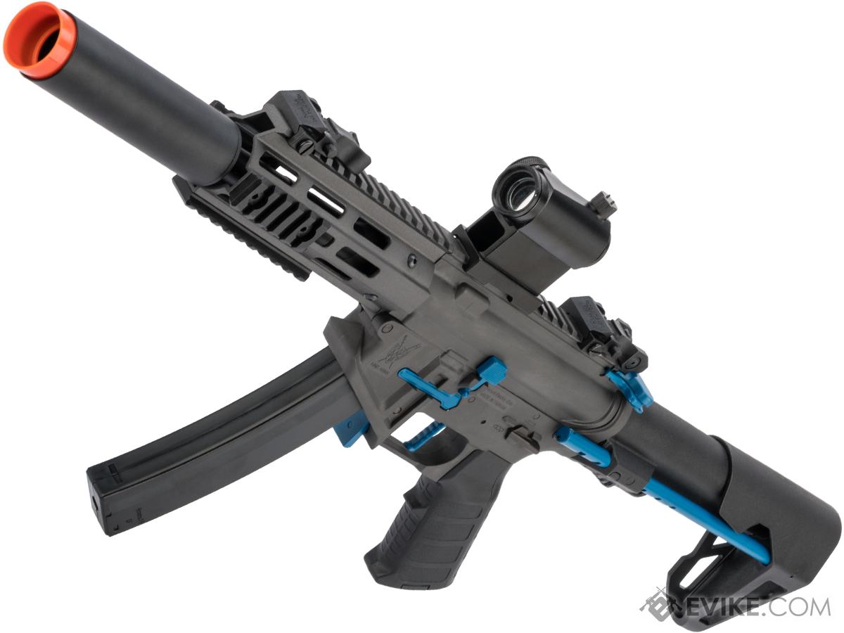 King Arms PDW 9mm SBR Airsoft AEG Rifle (Color: Grey & Blue / Silenced M-LOK)