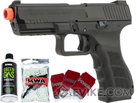 KWA ATP-LE Full Size Airsoft GBB Gas Blowback Pistol Package w/ 3 Targets, 500rd BBs & Green Gas