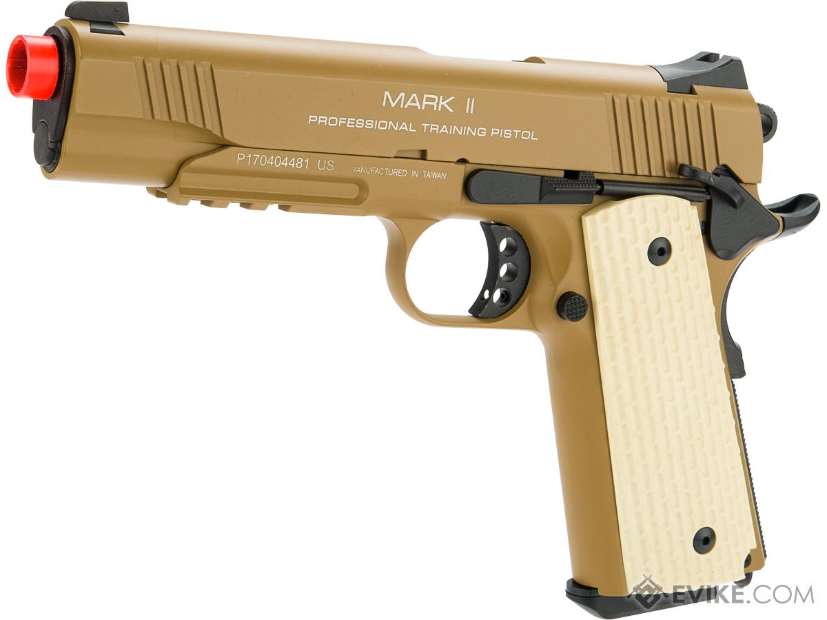 KWA Full Metal M1911 NS2 PTP w/ Railed Frame Airsoft Gas Blowback - MKII (Color: Tan)