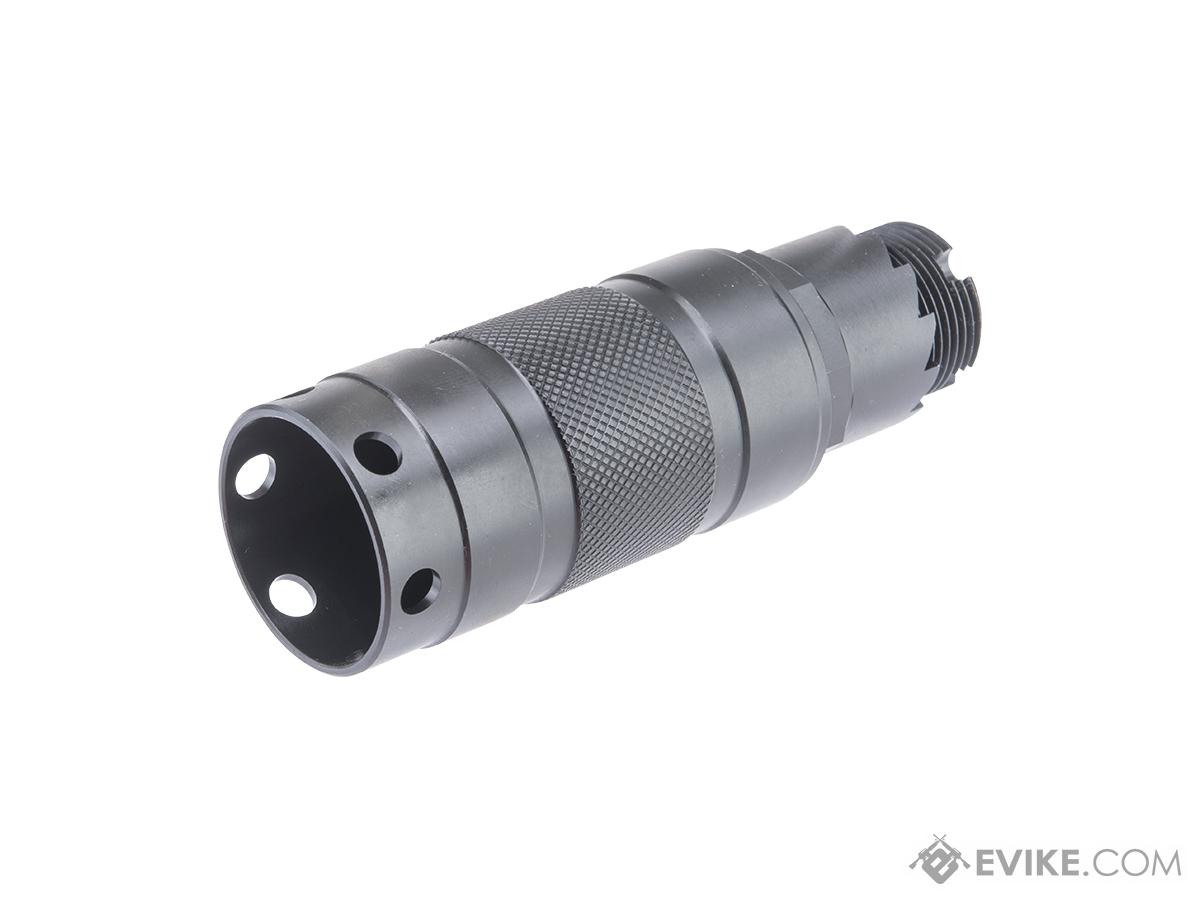 Kizuna Works 24mm Positive Flash Hider for AK-104 Style Airsoft Rifles w/ 14mm Negative Adapter (Model: Ported)