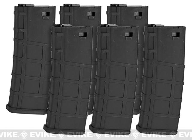 Lonex 30rd Real-Cap Polymer Magazine for M4 M16 AEG Rifles (Color: Black / Pack of 6)