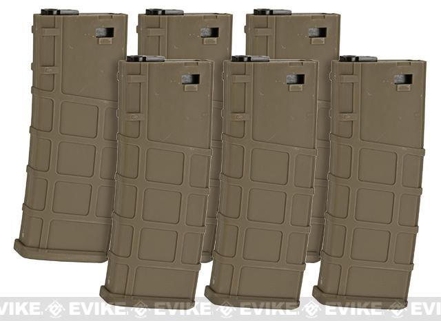 Lonex 30rd Real-Cap Polymer Magazine for M4 M16 AEG Rifles (Color: Tan / Pack of 6)
