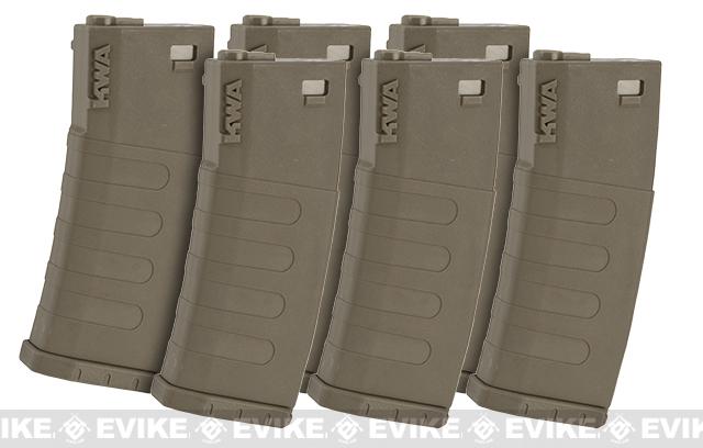 KWA K120 120rd Polymer Midcap Magazine for M4 / M16 Series Airsoft AEG Rifles (Color: Flat Dark Earth / Set of 6)
